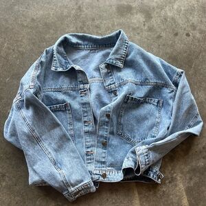Oversized slightly cropped denim jacket